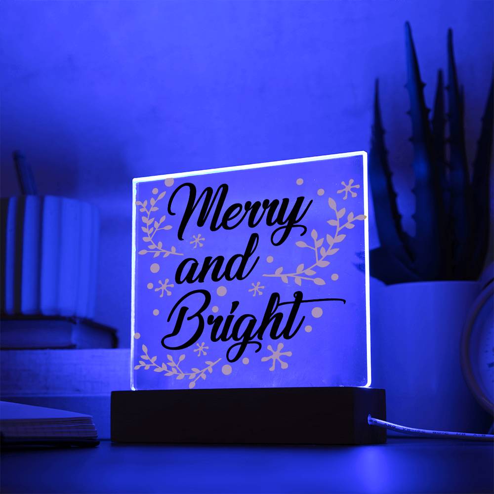 Merry and Bright Square Acrylic Plaque