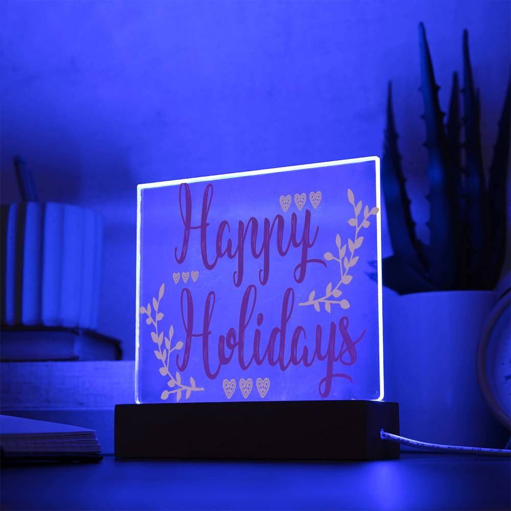 Happy Holidays Square Acrylic Plaque