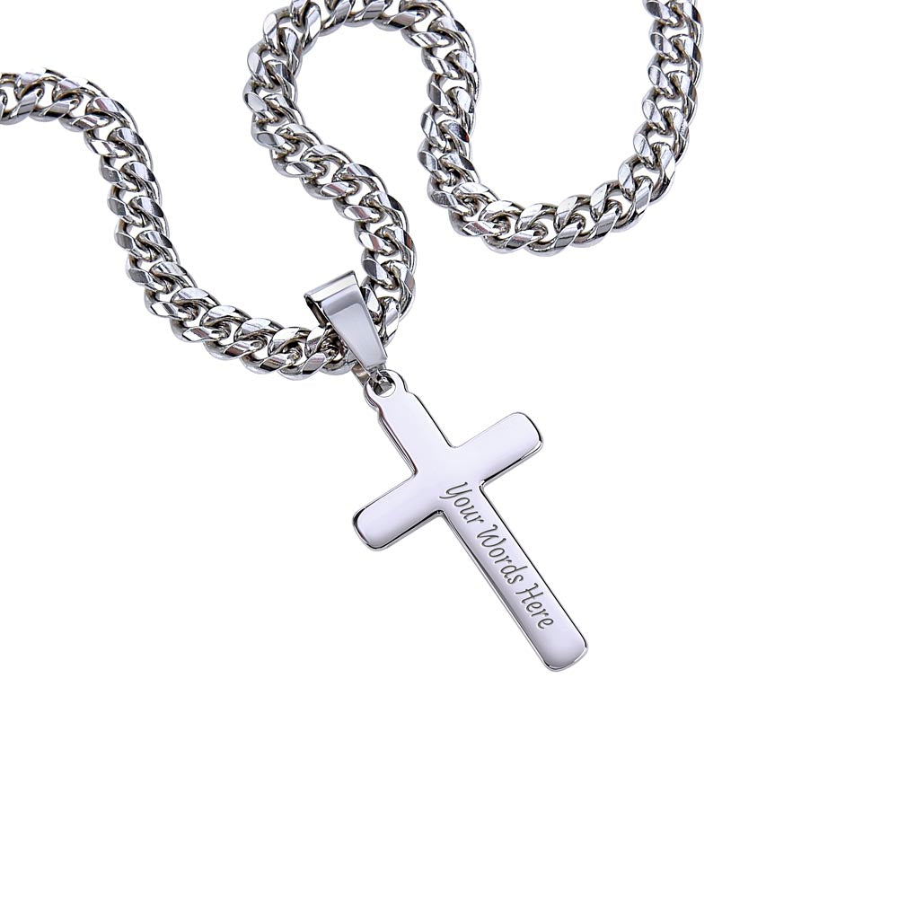 To My Beloved Son - Personalized Cuban Chain Cross Necklace