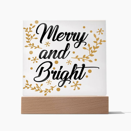 Merry and Bright Square Acrylic Plaque