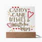 Candy Cane Wishes & Mistletoe Kisses Square Acrylic Plaque